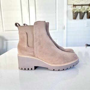 haily suede pull on block heel boots